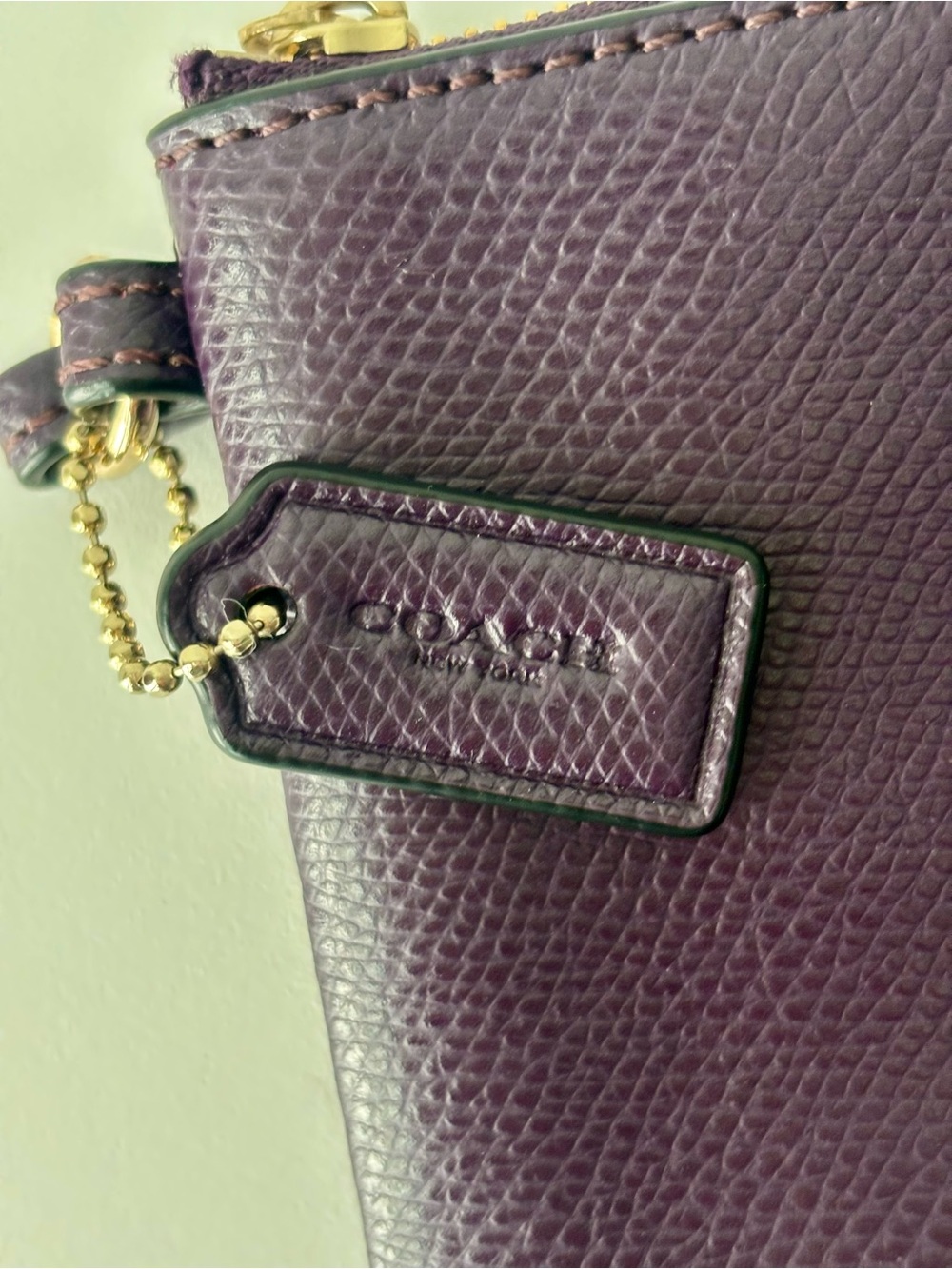 COACH Purple Pebbled Leather Wristlet - Picture 5 of 5